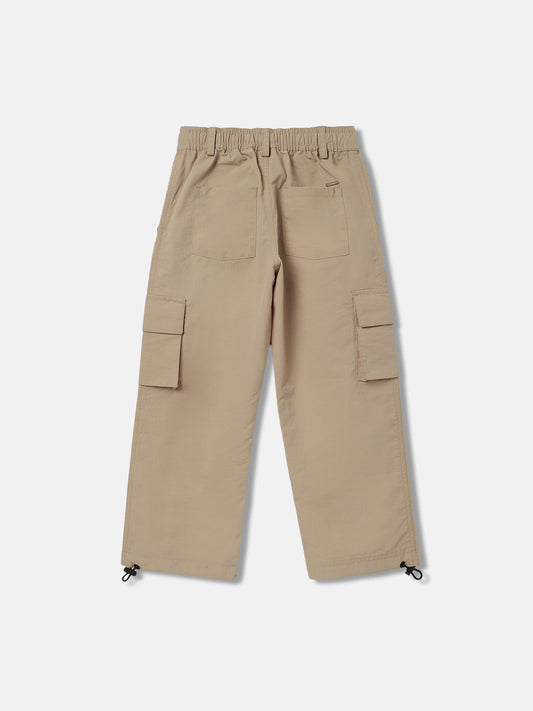 Blue Giraffe Boys Beige Solid Regular Fit Mid-Rise Trouser