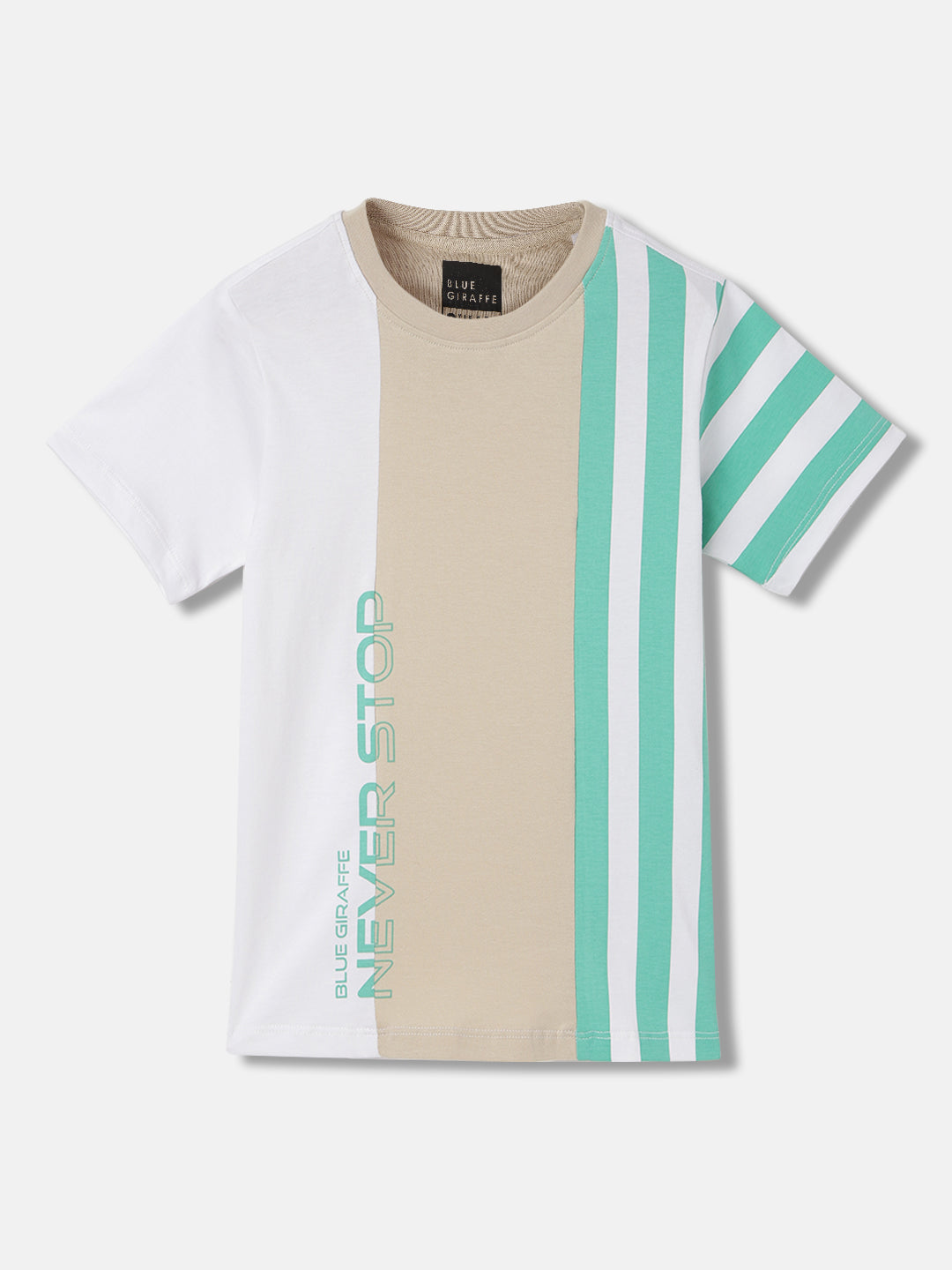 Blue Giraffe Boys Multi Colour Blocked Round Neck Short Sleeves T-Shirt