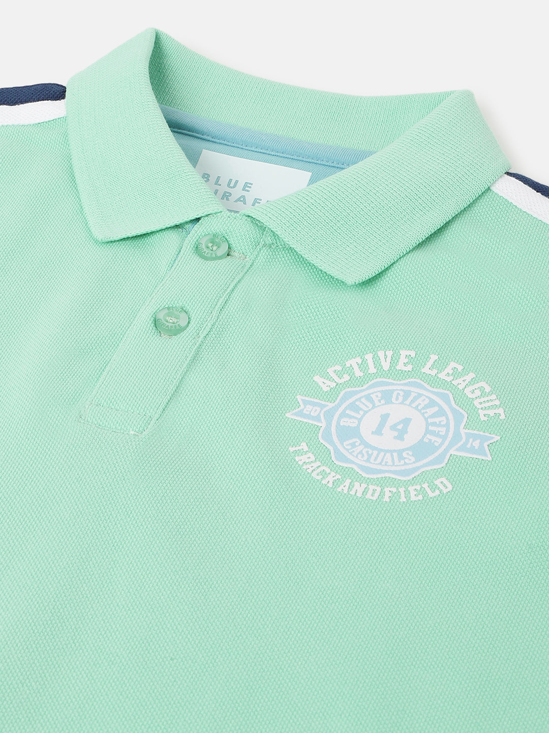 Blue Giraffe Boys Green Solid Polo Collar Short Sleeves T-Shirt