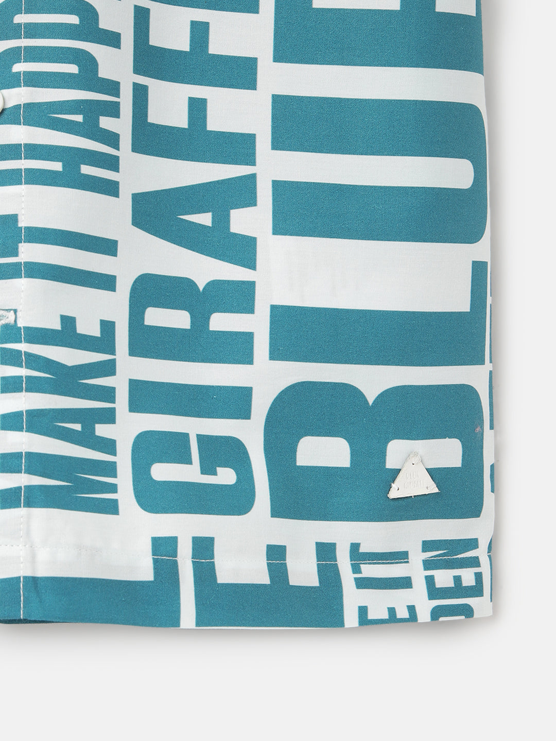 Blue Giraffe Boys White Printed Spread Collar Short Sleeves Shirt