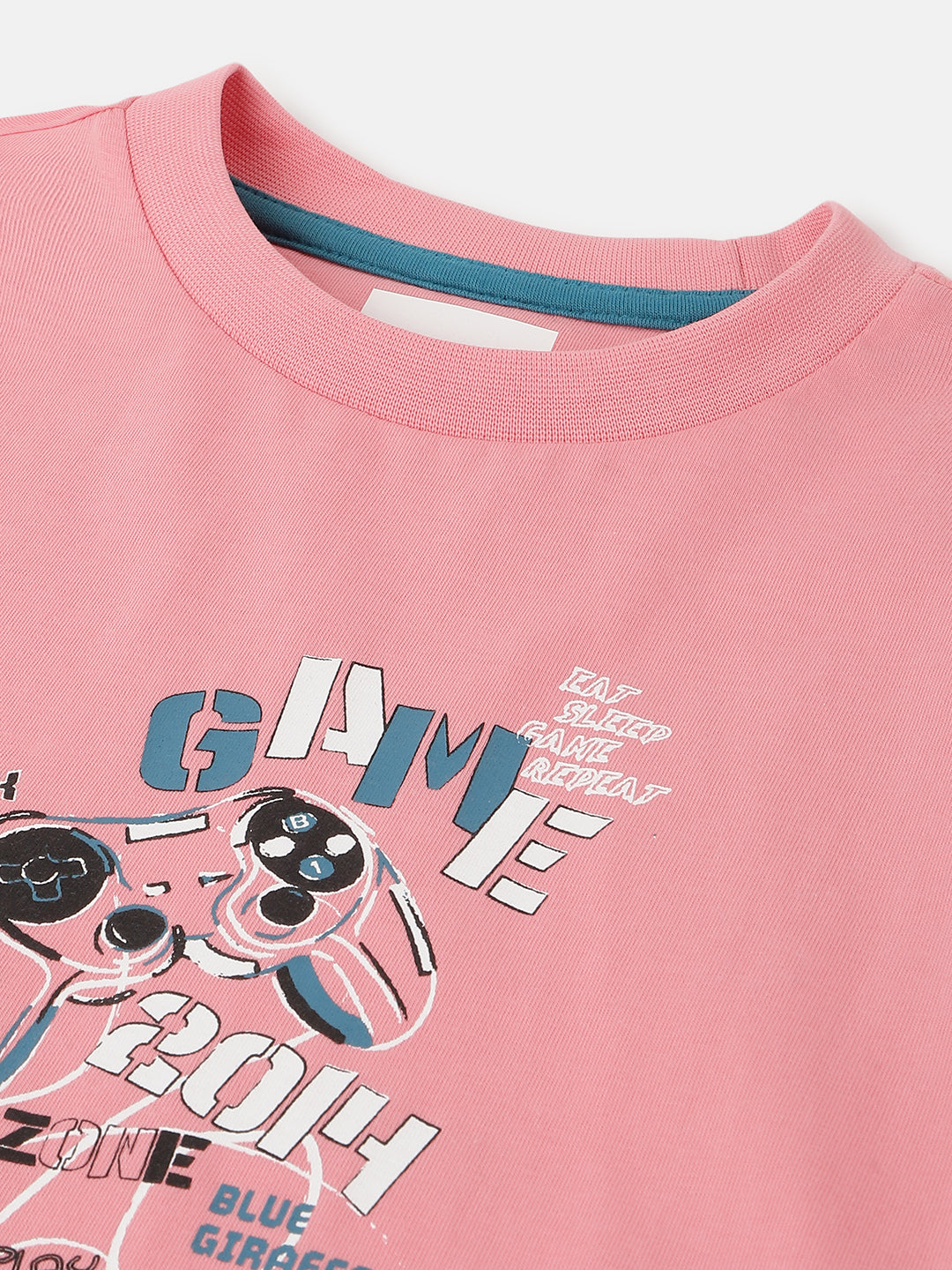 Blue Giraffe Boys Peach Solid Round Neck Short Sleeves T-Shirt