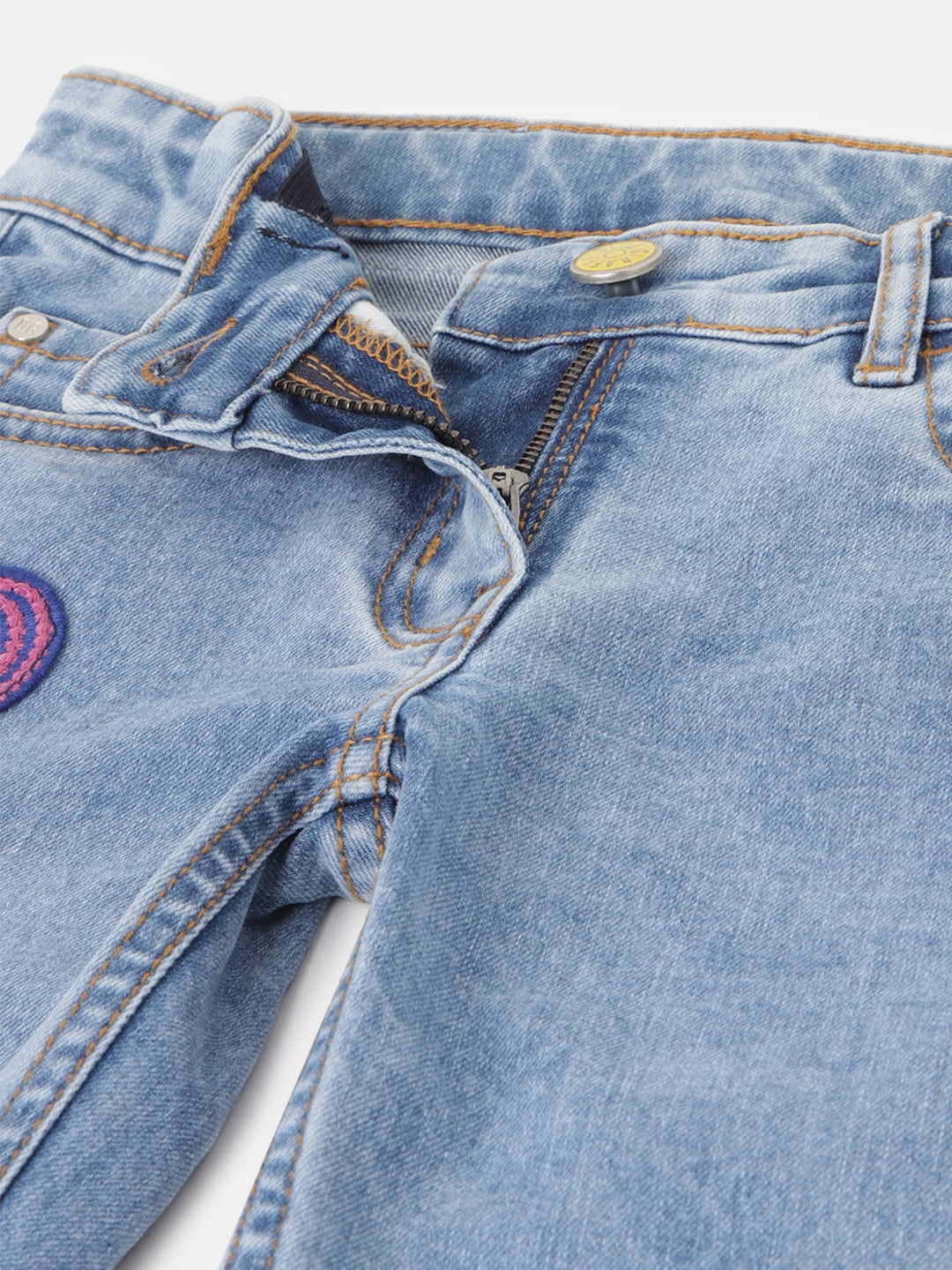 Blue Giraffe Girls Blue Solid Skinny Fit Mid-Rise Jeans