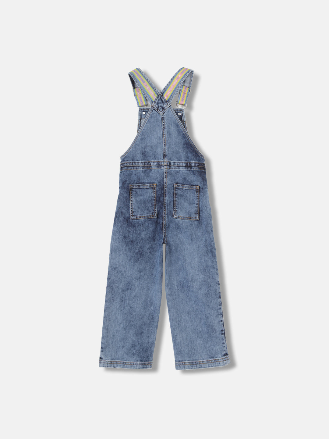 Blue Giraffe Girls Blue Solid Shoulder Straps Sleeveless Jumpsuit