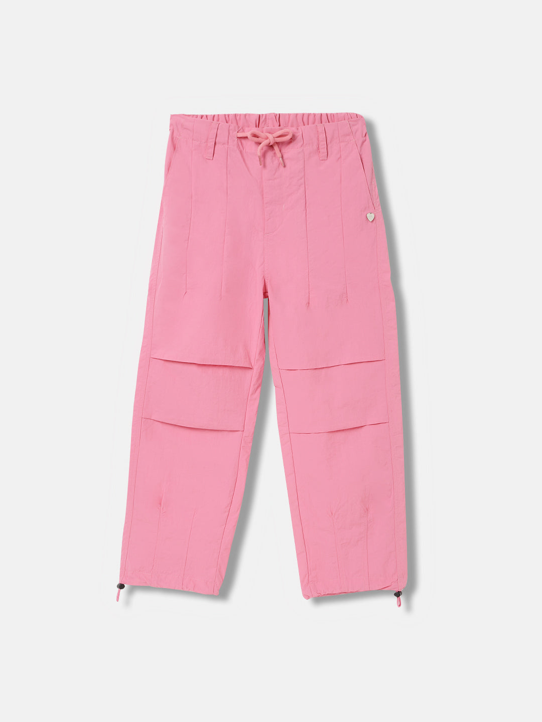 Blue Giraffe Girls Pink Solid Loose Fit Trouser