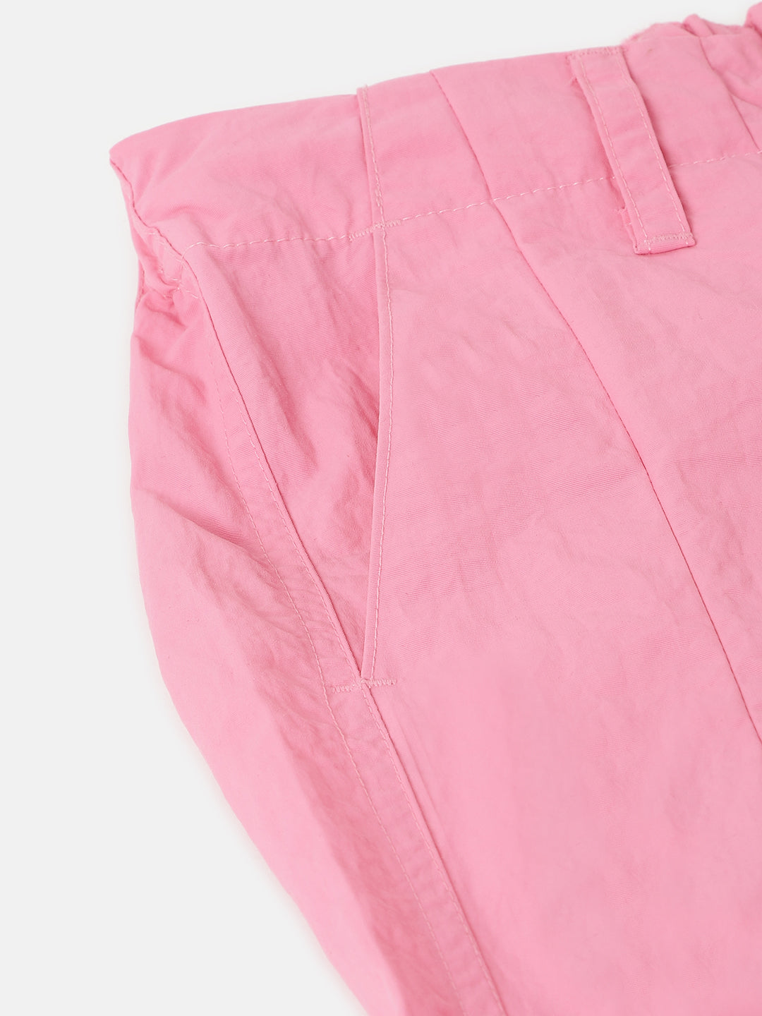 Blue Giraffe Girls Pink Solid Loose Fit Trouser