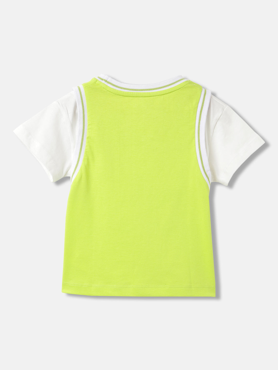 Blue Giraffe Girls Green Solid Round Neck Short Sleeves Tshirt