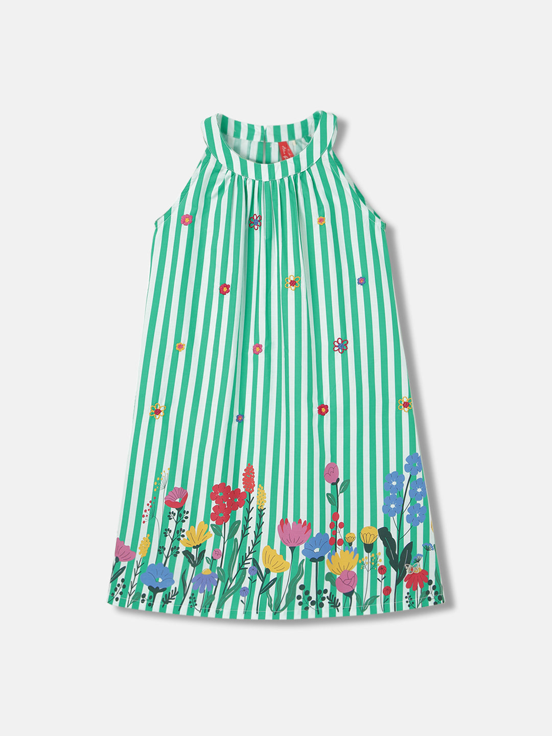 Blue Giraffe Girls Multi Printed Round Neck Sleeveless Dress