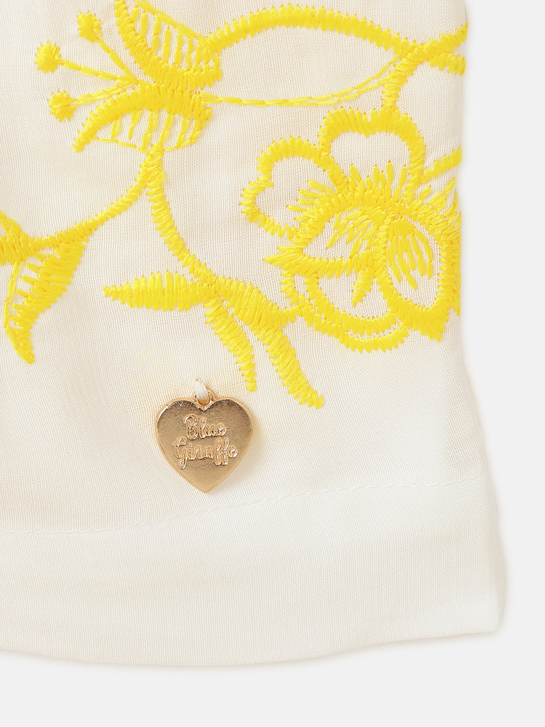 Blue Giraffe Girls White Embroidered Shoulder Straps Shoulder Straps Playsuit