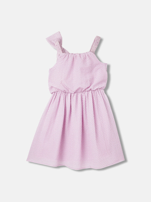 Blue Giraffe Girls Purple Printed Shoulder Straps Sleeveless Dress