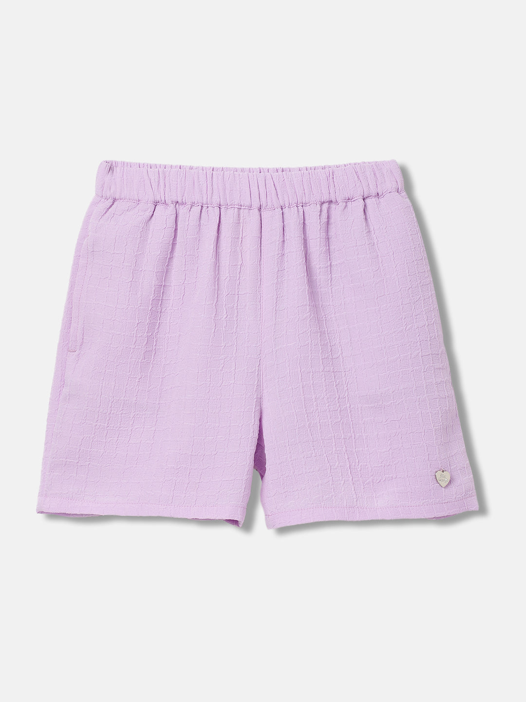 Blue Giraffe Girls Purple Solid Regular Fit Mid-Rise Shorts
