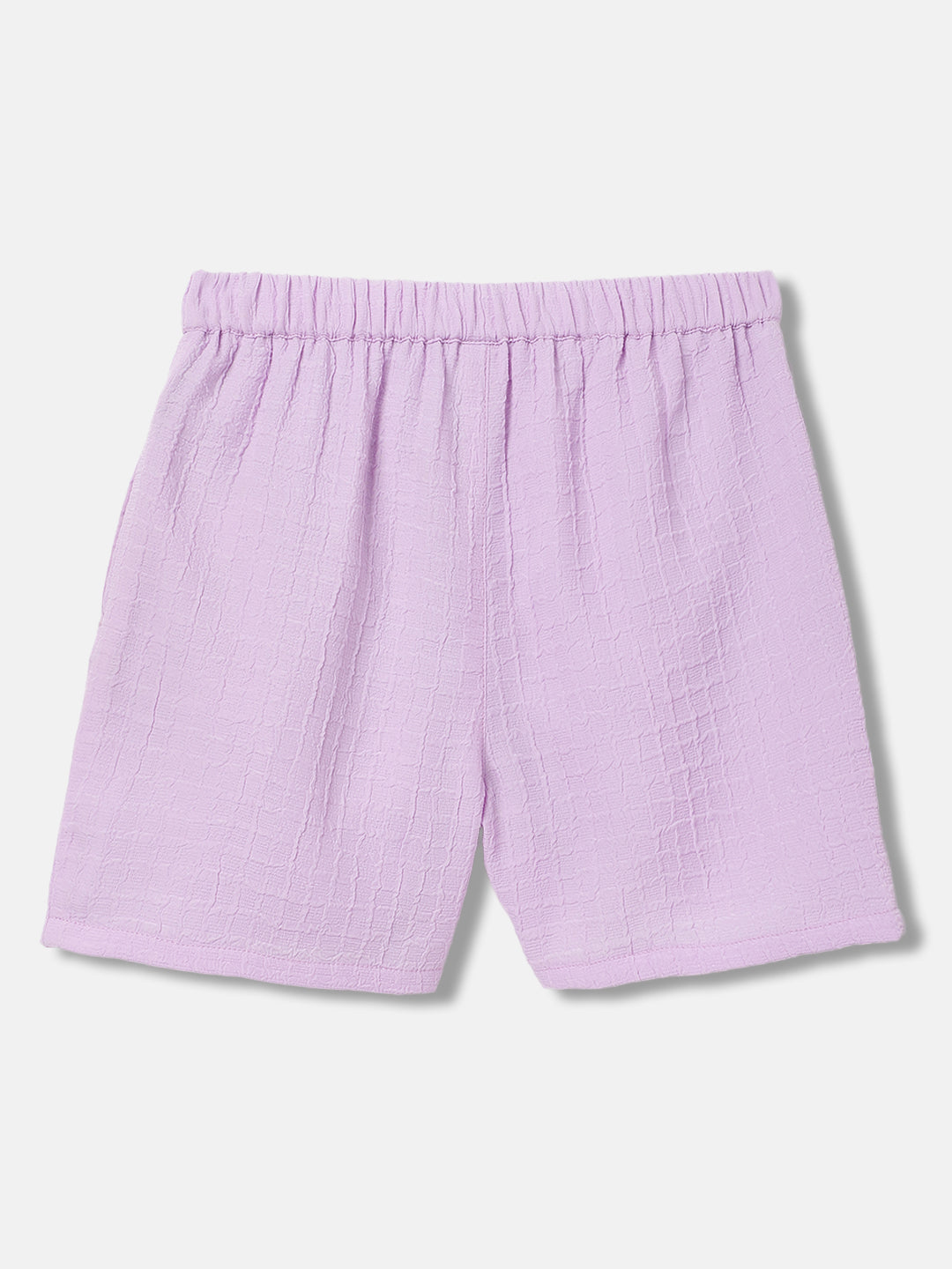 Blue Giraffe Girls Purple Solid Regular Fit Mid-Rise Shorts