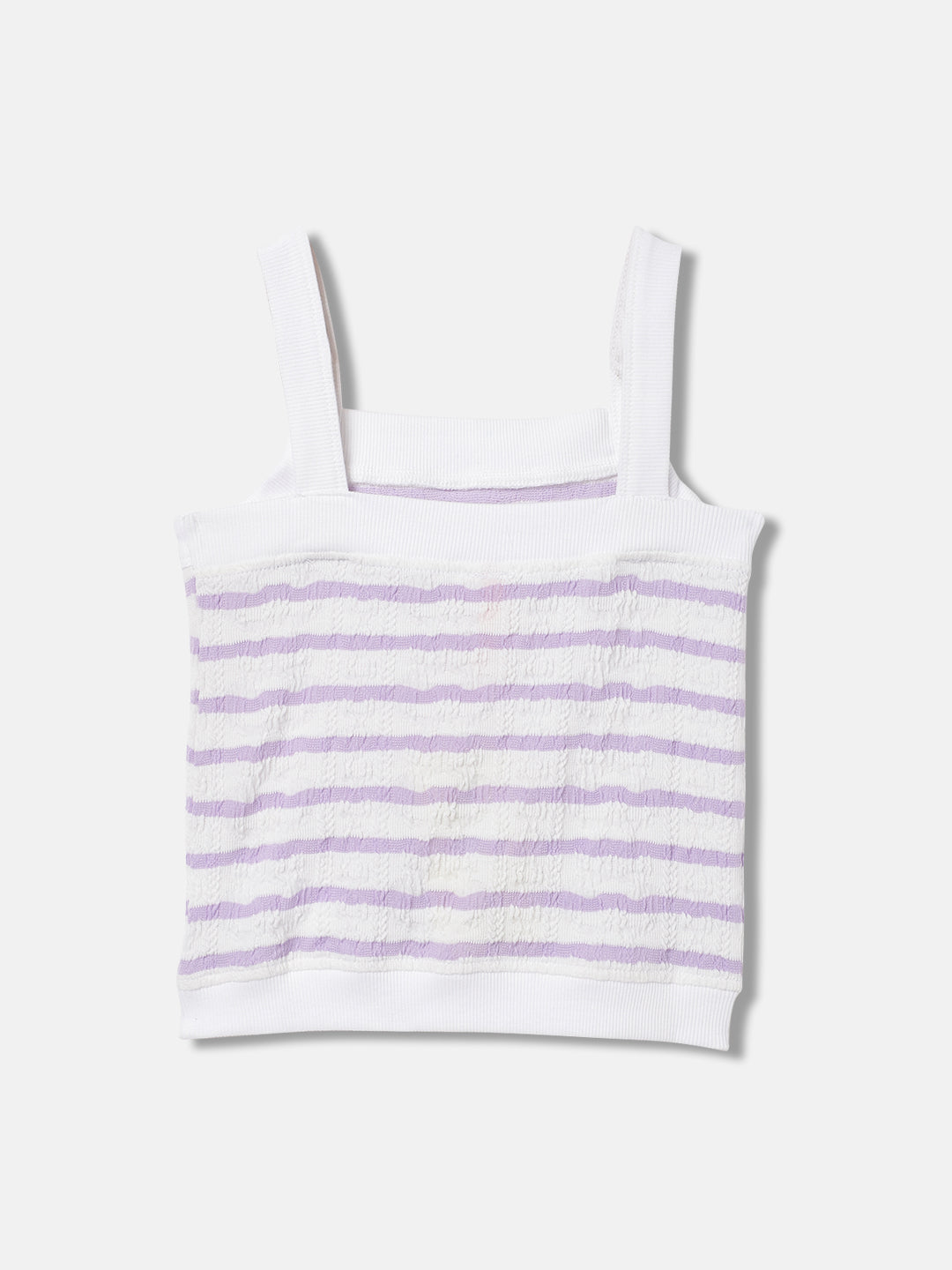 Blue Giraffe Girls White Printed Square neck Sleeveless Tshirt