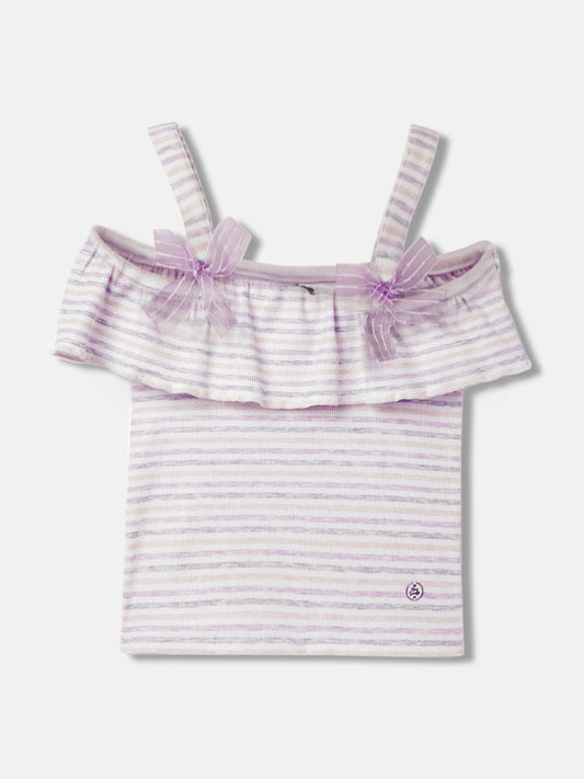 Blue Giraffe Girls Multi Striped Shoulder Straps Sleeveless Top