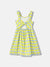Elle Girls Yellow Checked Square Neck Sleeveless Dress