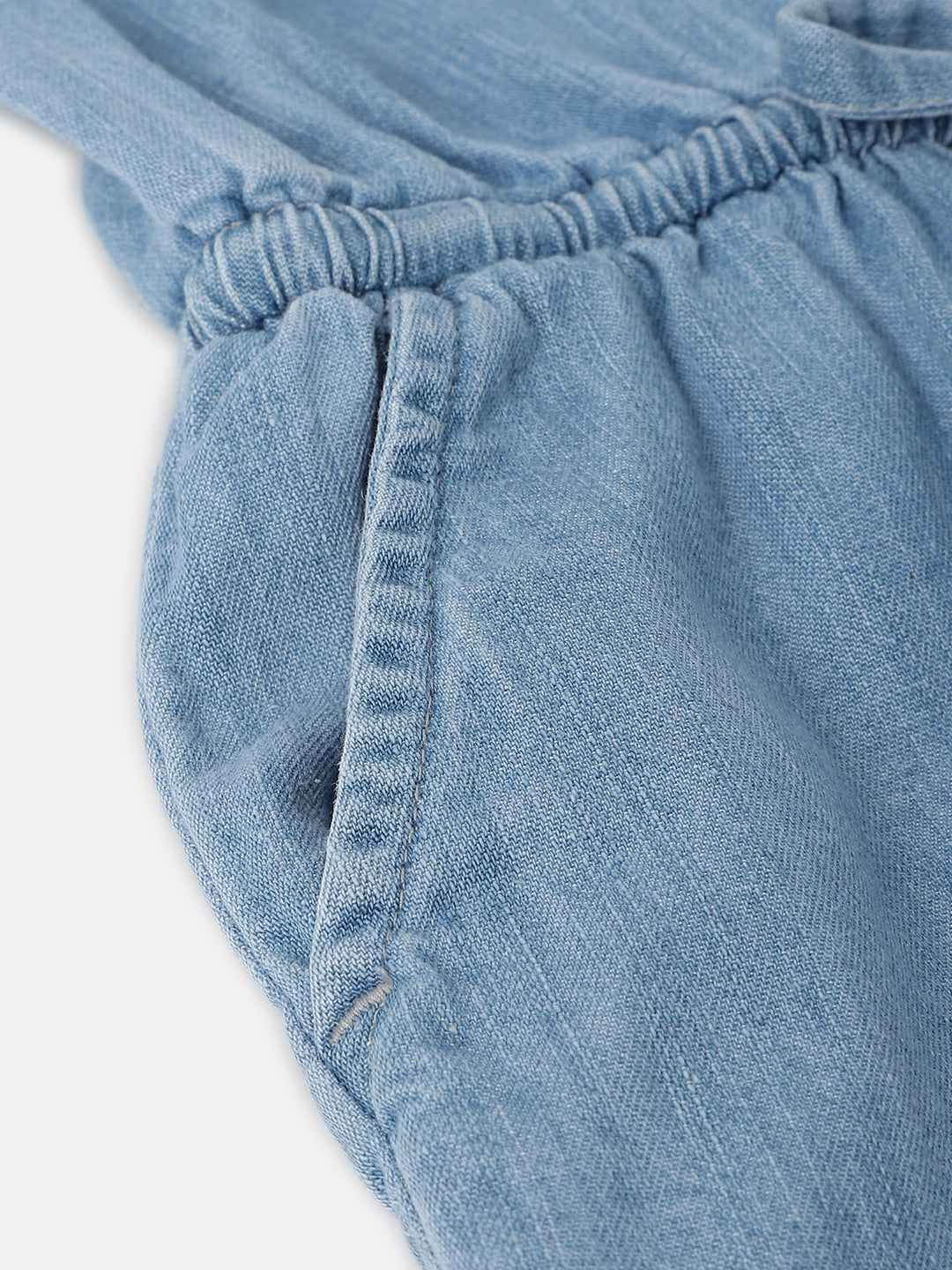 Elle Kids Girls Blue Solid Square Neck Shoulder Straps Jumpsuit