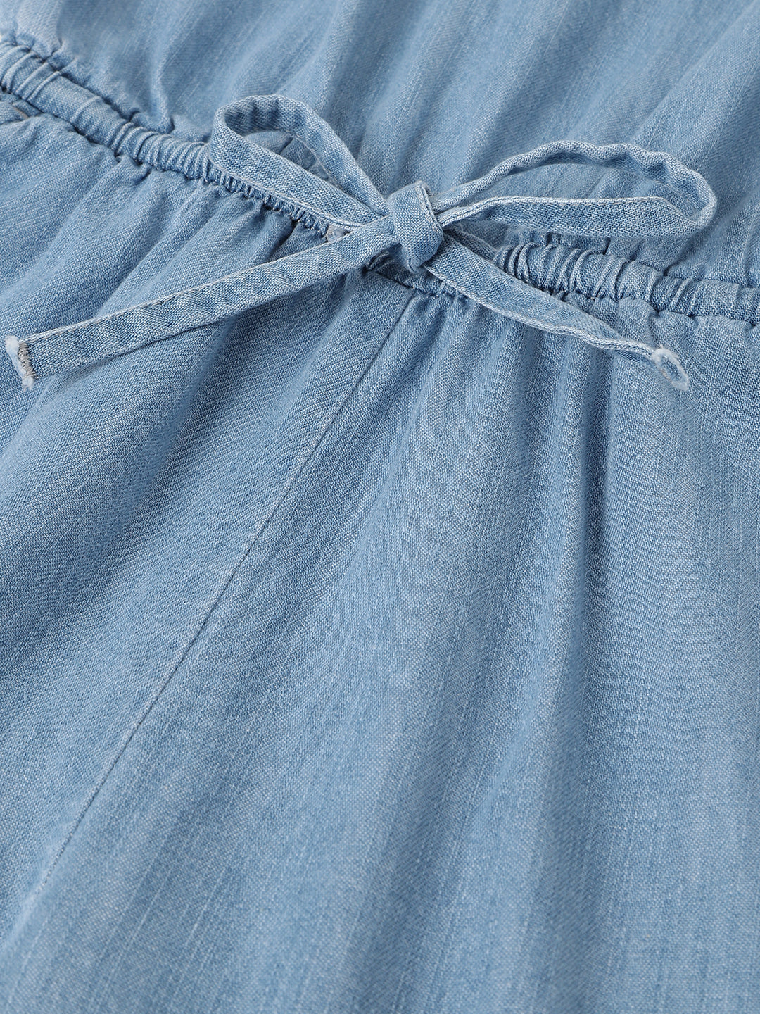 Elle Kids Girls Blue Solid Square Neck Shoulder Straps Jumpsuit