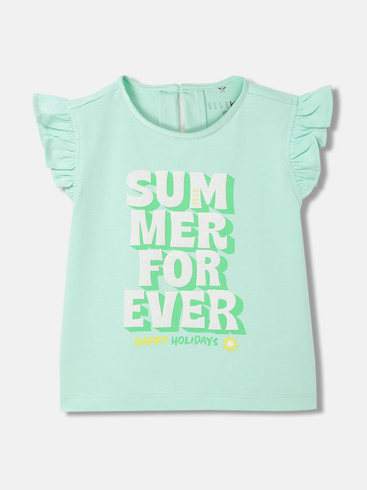 Elle Kids Green Round Neck Tshirt