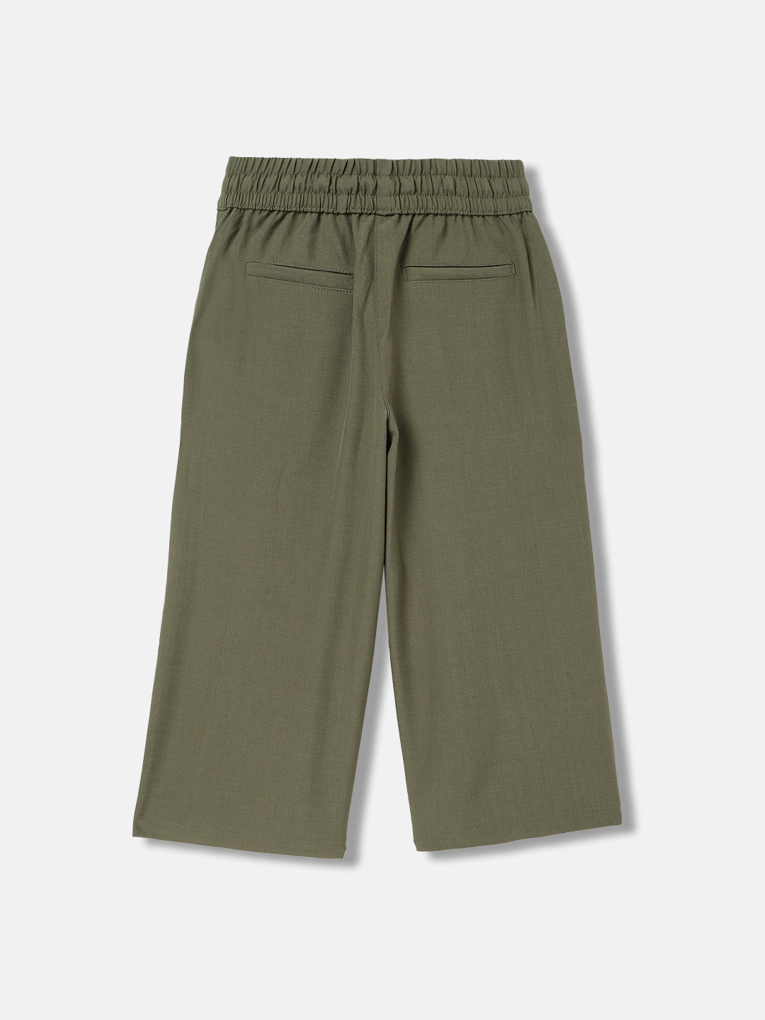 Shop Elle Kids Girls Green Solid Relaxed Fit Trouser Online