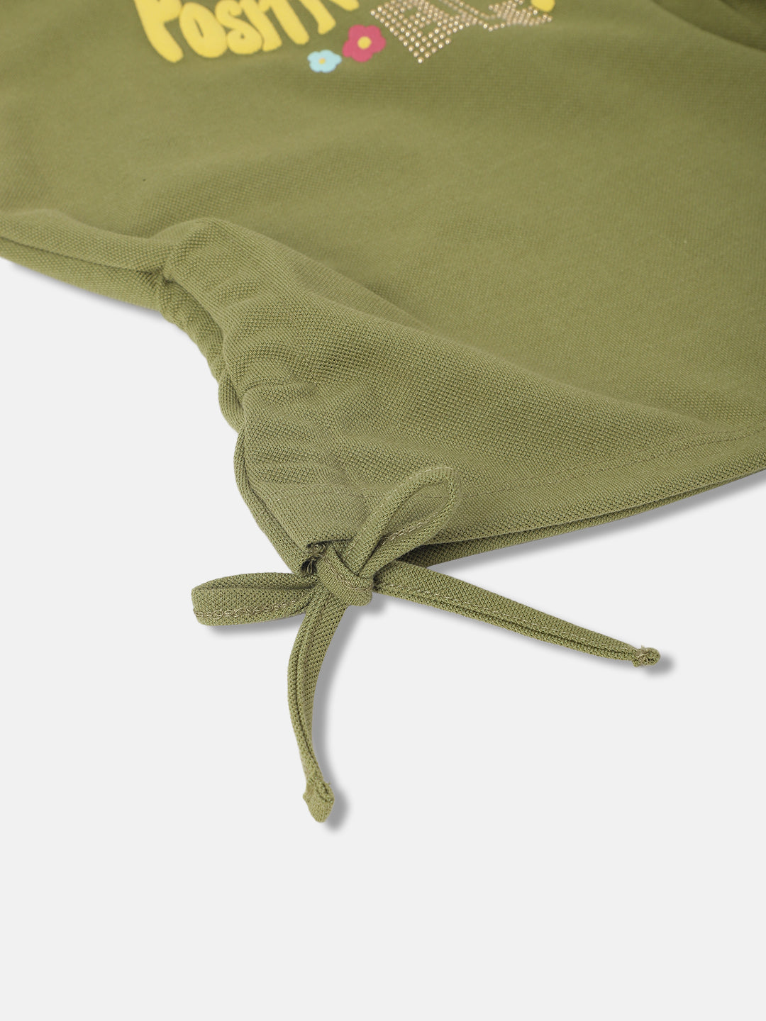 Elle Kids Girls Green Printed Round Neck Sleeveless Tshirt