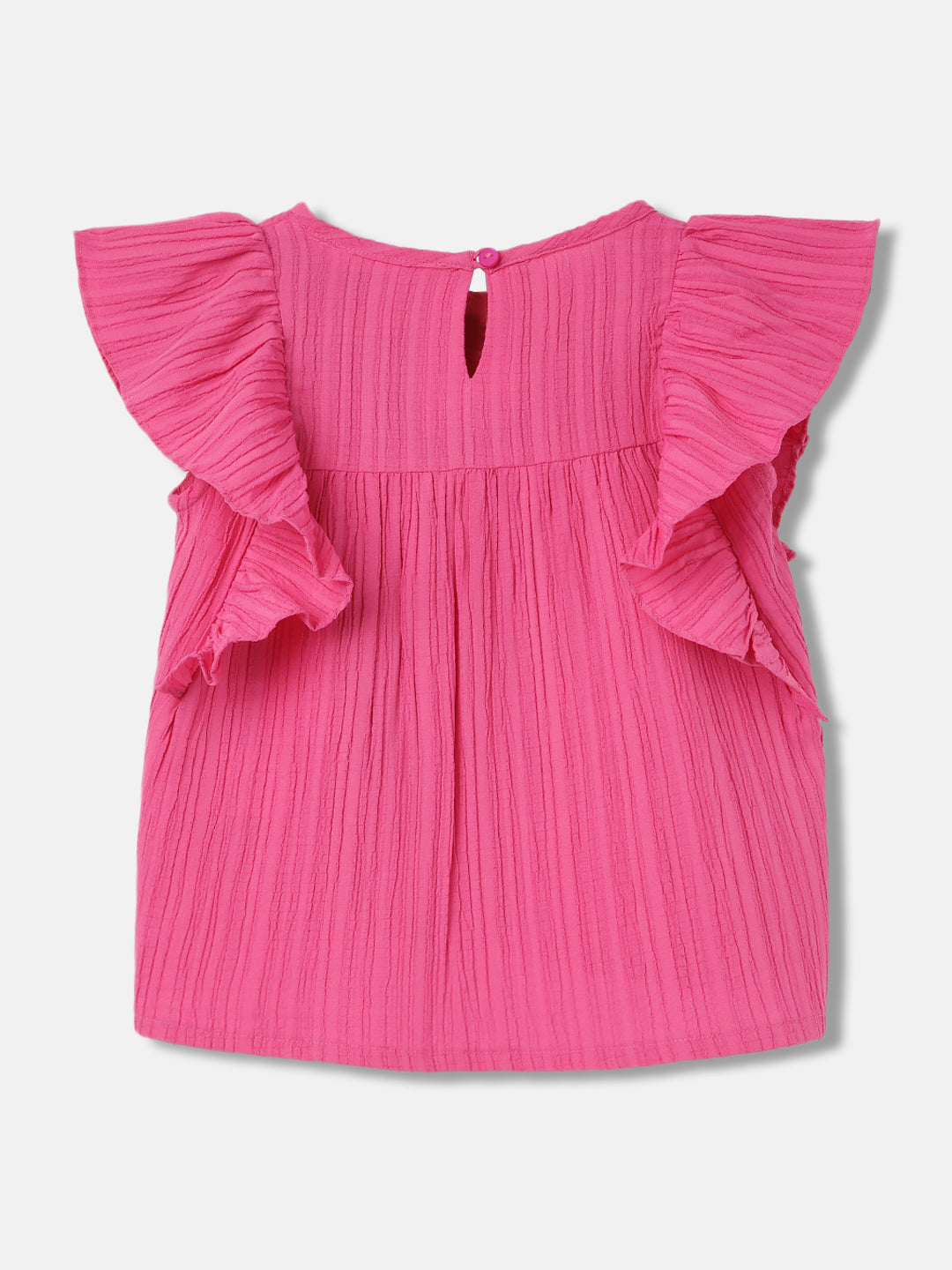 Elle Girls Pink Solid Round Neck Sleeveless Top