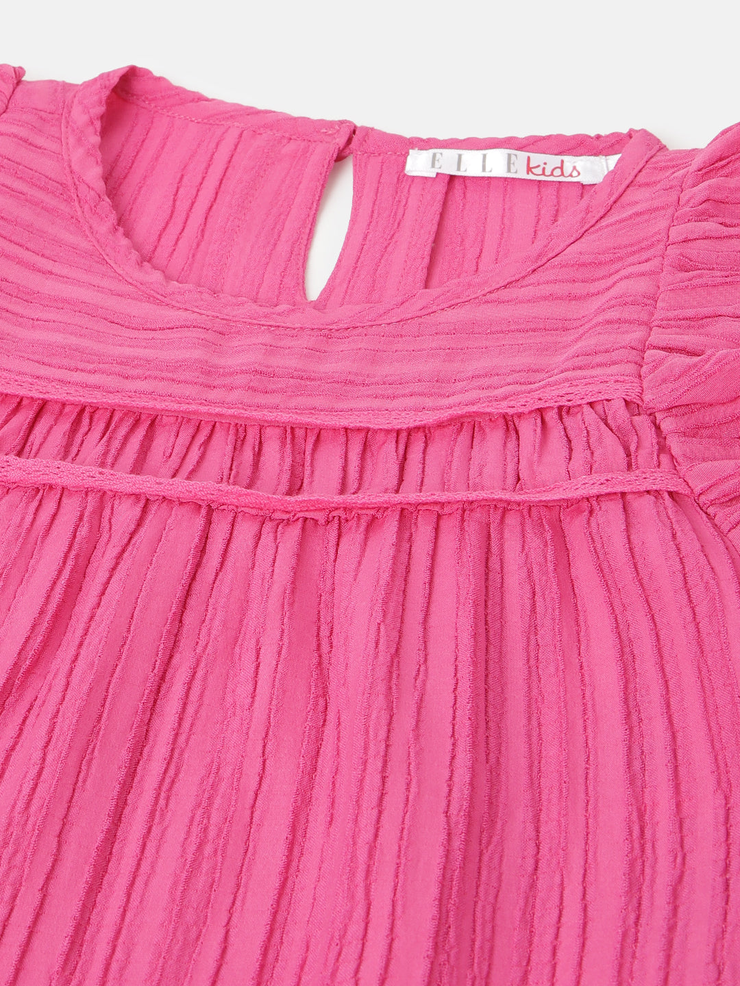 Elle Girls Pink Solid Round Neck Sleeveless Top