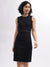 Centre Stage Women Black Solid Round Neck Sleeveless Dress