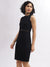 Centre Stage Women Black Solid Round Neck Sleeveless Dress