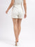 Centre Stage Women Off White Solid Regular Fit High-Rise Shorts