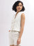 Centre Stage Women Off White Solid V-Neck Sleeveless Top
