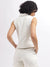 Centre Stage Women Off White Solid V-Neck Sleeveless Top