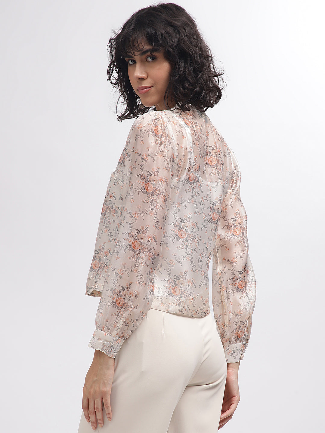 Centre Stage Women Multi Printed Band Collar Full Sleeves Top