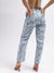 Centre Stage Women Blue Embellished Slim Straight Fit Mid-Rise Jeans