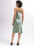 Centre Stage Women Green Solid Cowl Neck Shoulder Straps Dress