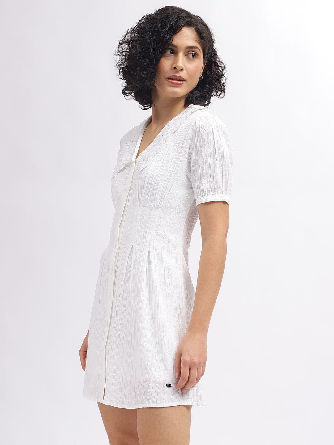 Elle Women White Collar Dress