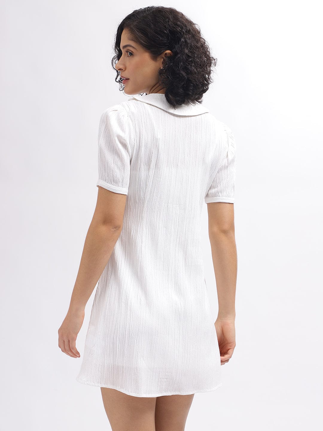 Elle Women White Collar Dress