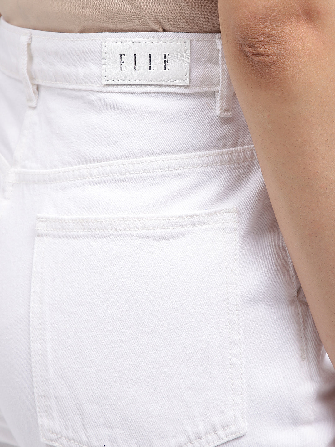 Elle Women White Solid Flared Jeans