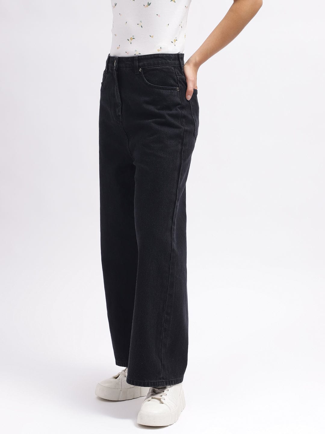 Elle Women Black Flare Jeans