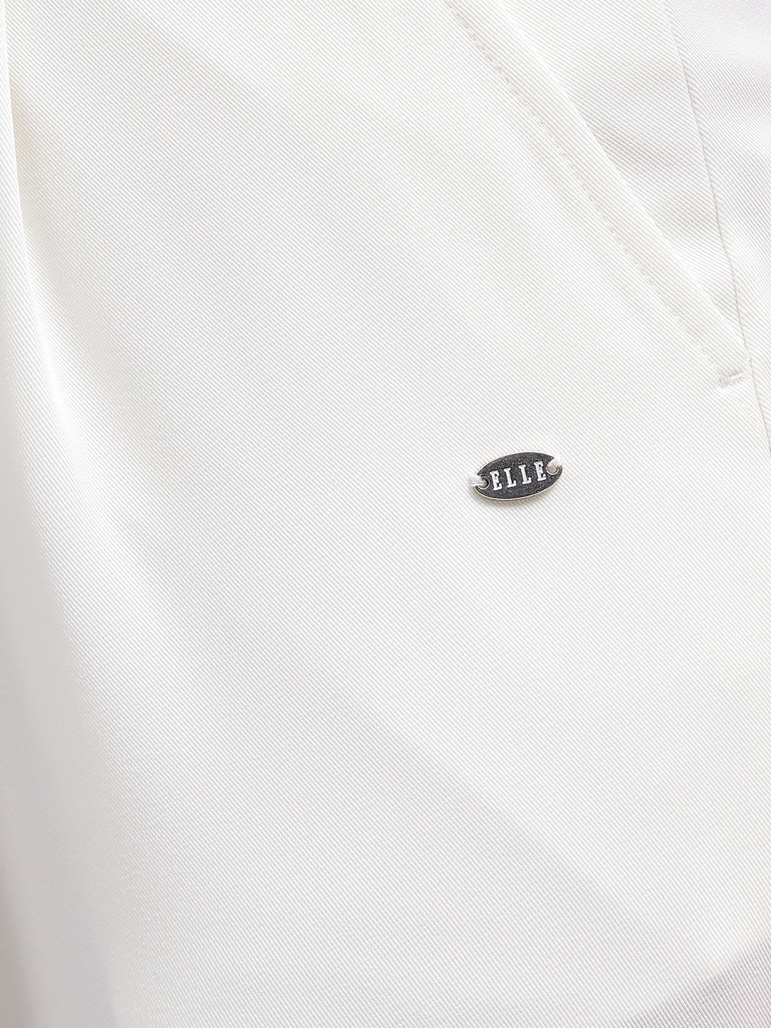 Elle Women Off White Solid Flared Trouser