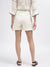 Elle Women Cream Solid Relaxed Fit Shorts