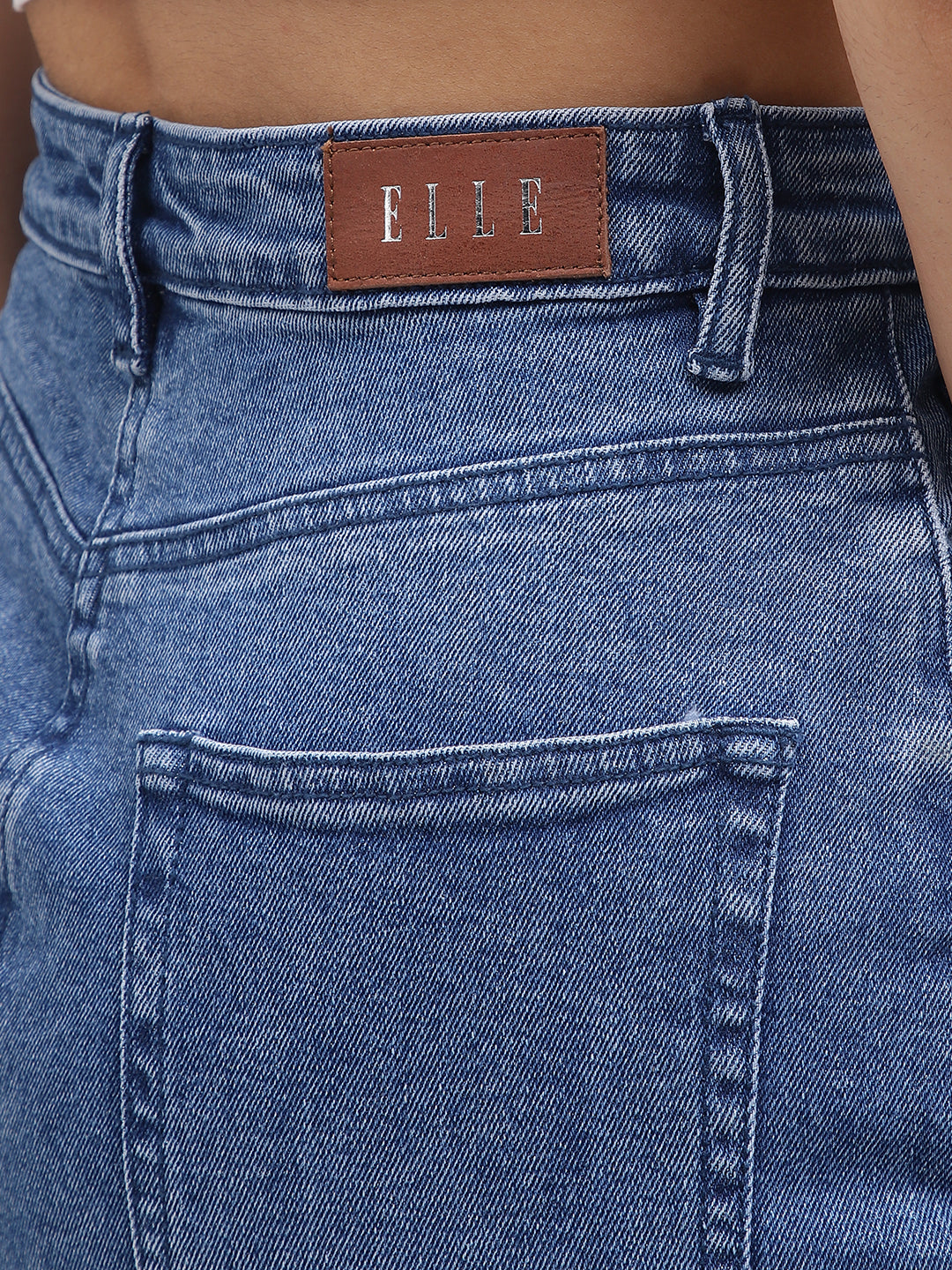 Elle Women Blue Solid Fitted Skirt