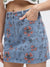 Elle Women Blue Printed Fitted Skirt