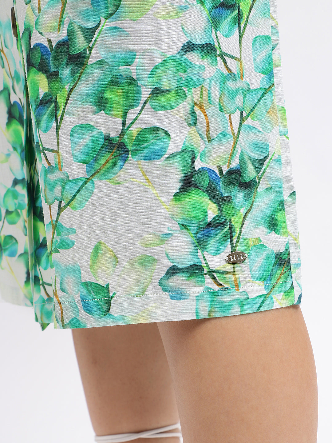 Elle Women Green Printed Regular Fit Mid-Rise Skirt