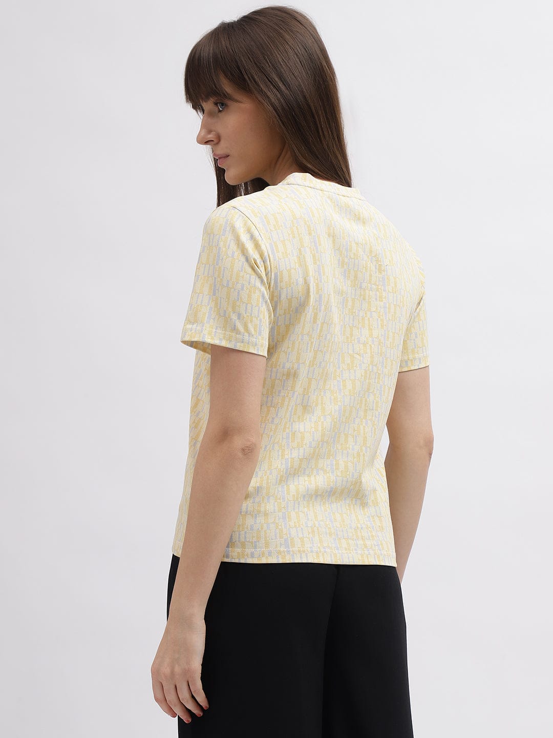 Elle Women Cream Crew Neck Tshirt