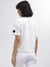 Elle Women White Printed Round Neck Short Sleeves T-Shirt