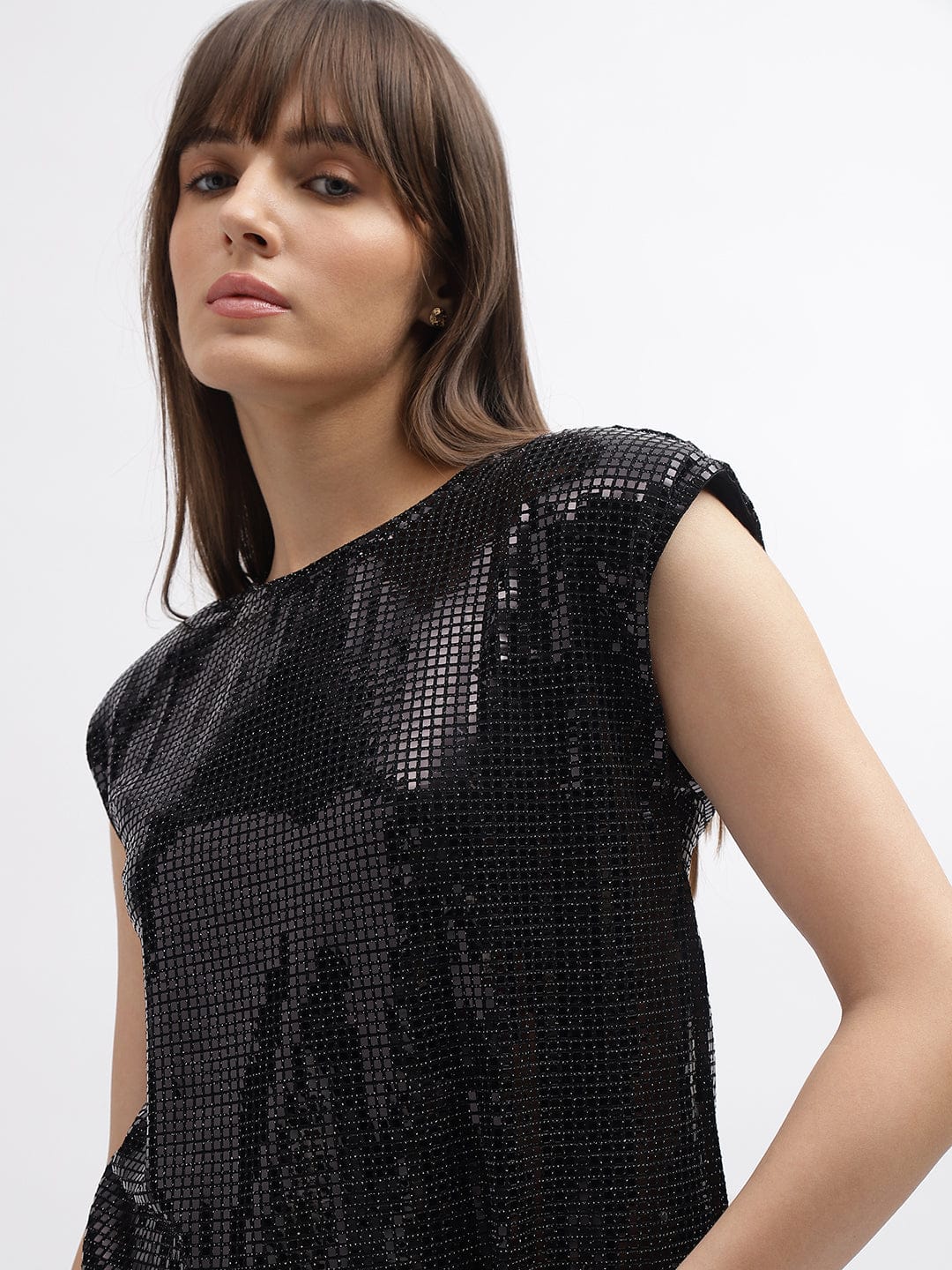 Elle Women Black Round Neck Top