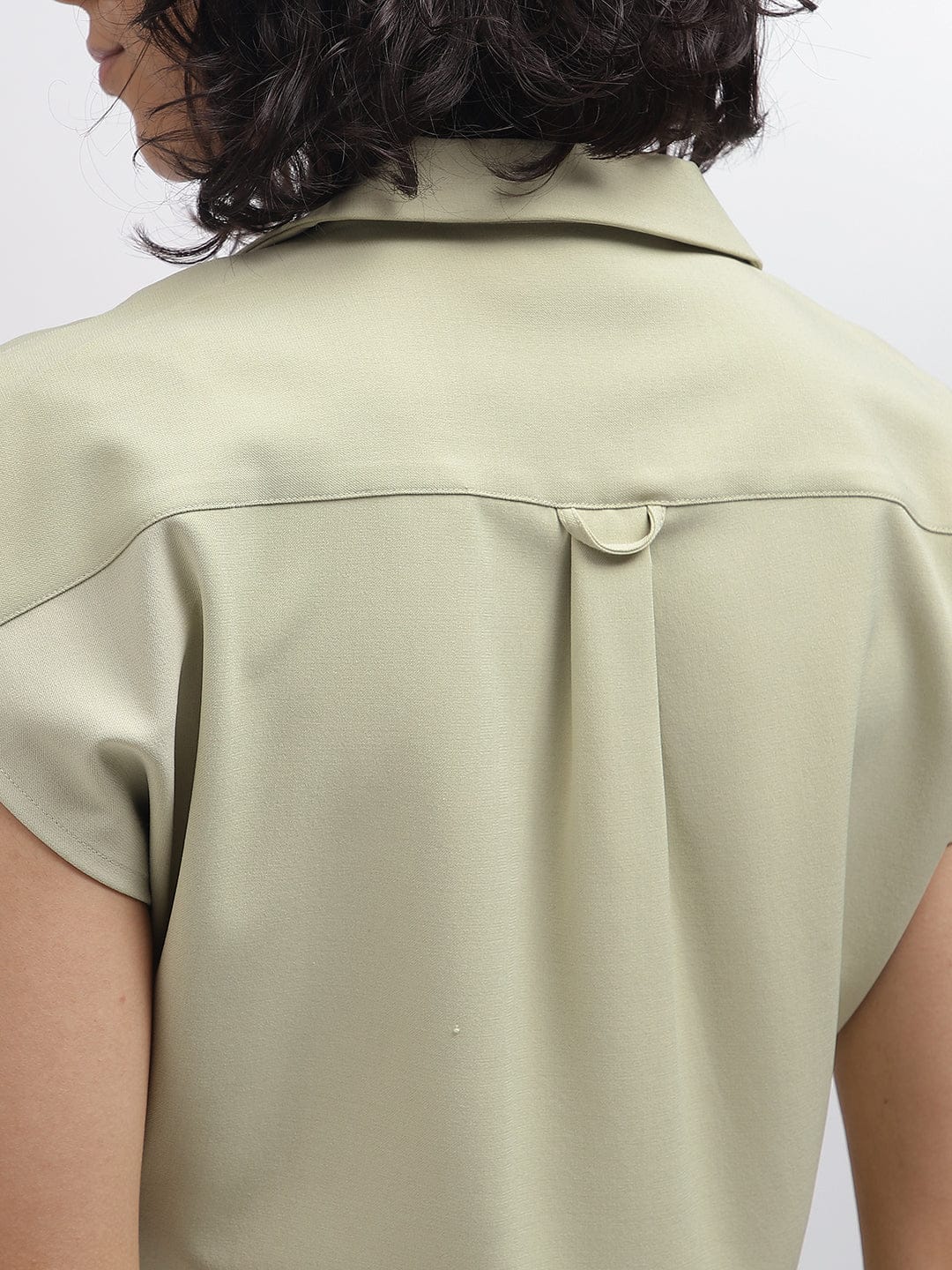 Elle Women Green V Neck Top