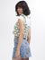 Elle Women Green Self-Design Square Neck Shoulder Straps Top