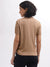 Iconic Women Brown Solid Round Neck Short Sleeves Top
