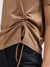 Iconic Women Brown Solid Round Neck Short Sleeves Top