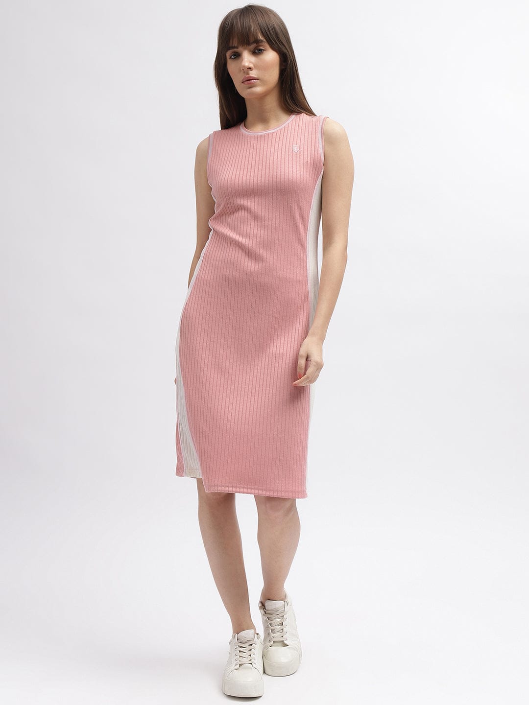 Iconic Women Pink Round Neck Dress